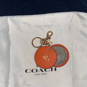 Coach Orange and Gold Leather mirror  Keyring